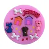 Perro de Casa Mascota Animal Hueso Corazón Silicona Líquida Molde para Pastel Fondant Horneado