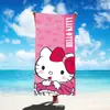 Toalha de praia e banho de peça única transfronteiriça série de desenhos animados Hello KT Cat microfibra toalha de praia estampada