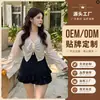 Traje de baño talla grande para mujeres ligeramente rellenitas, diseño conservador, efecto adelgazante, cubre el abdomen, estilo vestido de una pieza, talla grande, cubierta protectora solar, conjunto de dos piezas