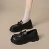Sapatos Pequenos de Couro com Solado Grosso e Laço Francês Femininos 2026 Verão Novos Retro Versáteis Estilo Britânico Mocassins jk Sapatos Individuais