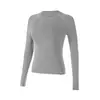 Ropa de Yoga de Manga Larga de Lana Merino para Mujer, Ropa Deportiva Elástica y Suave, Ajustada, Top Deportivo Sencillo para Otoño e Invierno