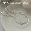 Joia Estilo Celeb da Internet Dongdaemun Coreia do Sul S925 Prata Esterlina Oval Simples Pulseira Design de Nicho Versátil