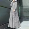 Nuevo Vestido de Verano Bohemio Retro Estampado de Manga Larga y Cuello Redondo en Stock
