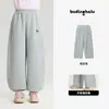 Pantalones Infantiles Pudding Haru Modelo Nuevo Primavera 2026 Bordado de Pony Pantalones Casuales Pantalones Largos Rectos Sueltos para Niñas