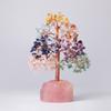 Grava de Cristal Natural Tejida con Alambre de Cobre, Árbol de la Vida con Base de Cristal Rosa, Árbol Atrae Dinero, Decoración de Oficina, Regalo de Vacaciones