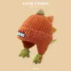 Gorro de Invierno para Niños Lindo Dibujo Animado Dinosaurio Gorro de Felpa Engrosado Resistente al Viento Cálido Gorro para Protección de Orejas de Bebé Gorro de Puño