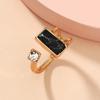 Anillo de pie articulado de turquesa con incrustaciones de diamantes de estilo étnico retro de moda 2023 Europeo y Americano Nuevo Temperamento Simple Ajustable Anillo de pie