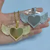 Joyería Hip-Hop Forma de Corazón Alas Personalizado Estilo Europeo y Americano Marco de Fotos Colgante Sin Foto DIY Creativo Marco de Fotos Conmemorativo Collar