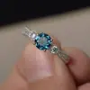 Anel Azul Marinho Novo Mais Vendido Wish Joias de Noivado para Proposta Europeias e Americanas Joias de Casamento Simples para Casal Atacado