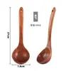 Juego de Teca Madera de Acacia Espátula para Saltear Tres Líneas Espátula Ranurada Cuchara Ranurada Espátula para Freír Utensilio de Cocina Ocho Piezas Estilo Americano