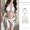 Novo Maiô Biquíni para Mulheres 2026 Novo Estilo Deslumbrante Conjunto de Três Peças Sexy Saia Longa Estilo Férias na Praia à Beira-Mar