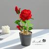 Flores Artificiales Rosa de Terciopelo de Tres Cabezas Decoración Bonsái Accesorios de Fotografía Flores Artificiales Plantas Verdes Adornos Florales para Boda Plantas en Maceta Simuladas