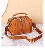 Bolso de Mujer de Cuero Genuino Clásico de Capa Superior de Piel de Vaca Bolso Boston 2025 Nueva Moda Bolso Bandolera de Hombro Correa Ancha para el Hombro