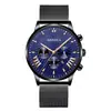 Reloj de Negocios para Hombre Transfronterizo Nuevo Simple Falso Tres Ojos Hebilla Oculta Personalizada Malla Casual Calendario Reloj de Cuarzo
