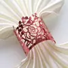 Hebilla de servilleta de hotel nueva, hueca, creativa, rosa, hebilla de toalla de papel, anillo de papel dorado reflectante para restaurante occidental, venta al por mayor