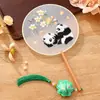 Leque infantil bordado frente e verso estilo tradicional, leque de dança de verão com borlas, leque para traje antigo feminino Hanfu cheongsam