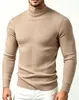Suéter de Punto para Hombre Otoño e Invierno, Cuello Medio Alto, Elástico, Color Liso, Jersey, Moda Juvenil, Capa Base Casual