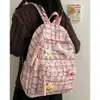 Mochila a Cuadros Fresca Literaria de Estilo Japonés Mochila de Campus para Estudiantes de Secundaria Mochila de Pana para Mujer