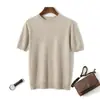 Suéter de cachemira de manga corta para hombre, cuello redondo, media manga, camisa de color liso, ropa exterior, suéter de negocios, otoño e invierno, nuevo