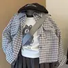 Ropa Infantil Estilo Coreano Conjunto de Primavera y Otoño para Niños 2026 Chaqueta Delgada a Cuadros Elegante Pantalones Casuales de Moda para Bebé Tendencia