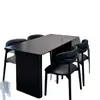 Conjunto de mesa de jantar minimalista com tampo de pedra preto fosco, adequado para apartamentos pequenos, estilo de luxo leve, ideal para uso doméstico ou imóveis para aluguel, mesa de jantar retangular