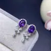 Venta al por mayor de fábrica Más vendido Pendientes de amatista natural Plata S925 Incrustado Piedra principal 5x7 Joyería de lujo Venta directa de fábrica