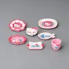 Mini louça de desenho animado, prato, modelo de colher de desenho animado, ornamento de boneca em miniatura, presente, conjunto de cozinha fofo para brincar
