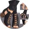 Zapatos de Tacón Grueso con Cremallera, Puntera Abierta, Talla Grande, Ante de Goma 414243