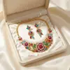 Zi Yu Joias Transfronteiriças Conjunto de Colar e Brincos Flor Rosa Exagerada Acessórios de Noiva Decoração de Vestido de Festa