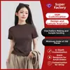 Camiseta de Manga Corta Estilo Coreano de Tencel Lyocell, Hecha a Medida con Efecto Adelgazante y Caída, Top Versátil para Mujer