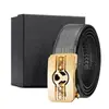 Cinturón Automático de Acero Inoxidable para Hombre, Estilo de Oficina de Alta Gama, Cinturón Negro de Primera Capa con Patrón de Ondas de Agua, Cinturón de Cintura al por Mayor