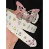Cinturón Ancho con Remaches de Diseñador Único para Mujer, Estilo Y2K con Pedrería de Mariposa, Adecuado para Jeans y Vestidos, Decoración de Cinturón