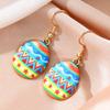 Aretes de Huevo de Pascua con Estampado de Dibujos Animados Europeos y Americanos Transfronterizos, Aretes Nicho de Lujo Ligero de Alta Gama, Aretes Lindos