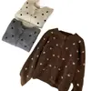 Cárdigan de Punto Redondo Estilo Coreano con Bloques de Color Retro y Lunares para Mujer, Holgado y Adelgazante, Suéter Abrigo Versátil para Otoño e Invierno, Gris