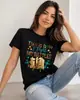 Tamanho Europeu Transfronteiriço Moda de Batalha Feminina T-shirt Colorida com Estampa de Padrão de Laptop Gola Redonda Primavera Verão Casual
