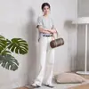 Calça jeans Tencel denim branca resistente à água para mulheres, estilo fino de verão, novo modelo 2026, cintura alta, modeladora, para baixinhas, calça pantalona solta