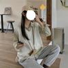 Peça única/conjunto listrado Primavera e Outono Novo estilo coreano camisa listrada de manga longa + colete de tricô listrado com decote V dividido ins