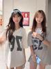 Playera de Hombro Descubierto Estampada de Media Manga con Hombros Inclinados, Color Puro, Súper Bonita Playera de Algodón Puro de Manga Corta para Mujer con Hombro Descubierto Estilo Chino