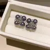Tinta Pérola Rosa! Brincos de Tarraxa Quadrados em Forma de Flor com Zircônia e Pérola Elegante, Brincos de Luxo Leve de Alta Qualidade, Acessórios de Orelha da Moda de Nicho