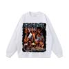 Camiseta de manga larga lavada y desgastada con estampado de estrella de baloncesto retro de hip hop estadounidense, camiseta informal de manga corta de moda para hombres y mujeres.