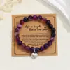 Pulseira com Pingente de Cristal Rosa Natural e Pedra Vermelha Amorosa para Homens e Mulheres Cartão Pulseira de Bênção Inspiradora Pulseira do Amor