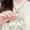 Pingente de Prata Pura S999 Colar de Lótus Estilo Chinês com Caractere de Bênção e Cadeado da Paz Ornamento de Fio Vermelho Feito à Mão