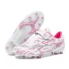 Chuteiras de futebol infantis transfronteiriças para meninos e meninas com fechos de velcro, travas TF, travas longas, tênis de treino para estudantes e jovens, chuteiras de competição