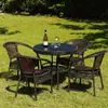 Mesa de Té y Silla de Balcón Silla de Ratán Combinación de Tres Piezas Mesa de Té Cuadrada Silla de Ratán para Patio Ratán para Exterior Mesa y Silla para Exterior