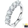 Anillo de moissanita de plata S925, electrochapado en platino, no se decolora, anillo eterno, anillo de múltiples piedras empalmadas, venta al por mayor