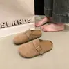 Sandálias femininas de calçar, novo estilo 2026, com sola grossa, bico fechado, sapatos casuais para primavera/verão, sapatos femininos fáceis de usar