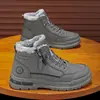 Zapatos de Hombre Invierno Terciopelo Botas de Caña Alta Zapatos de Trabajo para Hombre Antideslizantes Resistentes al Desgaste Engrosados Cálidos Zapatos de Algodón Zapatos de Protección Laboral para Hombre
