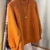 Suéter de Tricô Redondo Macio e Aconchegante Outono 2026 Nova Moda Emagrecedor Nicho Suéter Laranja
