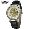 T-Winner/Victor 8008 Correa de Cuero Hueco Reloj Mecánico Resistente al Agua Casual Reloj de Pulsera de Cuero Reloj Mecánico de Comercio Exterior
