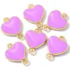 Aleación de Goteo de Aceite de Doble Cara DIY Joyería Corazón Colgante Doble Pulsera Multicolor Colgante de Collar W236